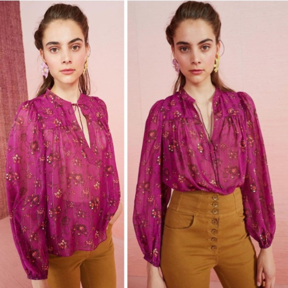 Ulla Johnson Constance Blouse in Magenta